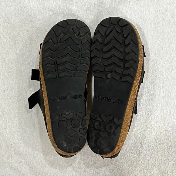 Haflinger Black Leather Buckle Strap Sandals 39