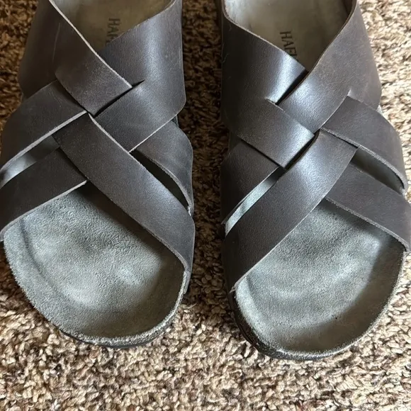 Haflinger Bo slide sandals with cross straps Size 10 Gray
