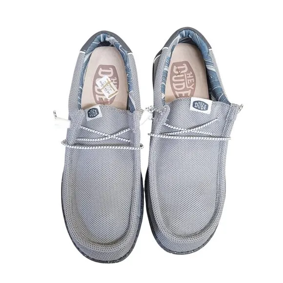 Hey Dude Men's Wally Cold Shoe Gray Comfort Slip On Casual Shoes Size 10