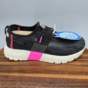 Hey Dude Shoes Women's 8 Black Sirocco Sport Stripe Slip On Casual Comfort