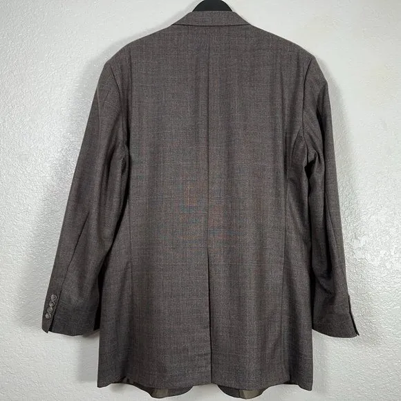 Hickey Freeman 100% Worsted Wool Brown Tonal Check Blazer Men's Size 48L