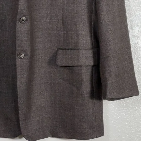 Hickey Freeman 100% Worsted Wool Brown Tonal Check Blazer Men's Size 48L