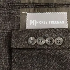 Hickey Freeman 100% Worsted Wool Brown Tonal Check Blazer Men's Size 48L