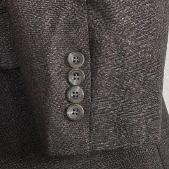 Hickey Freeman 100% Worsted Wool Brown Tonal Check Blazer Men's Size 48L