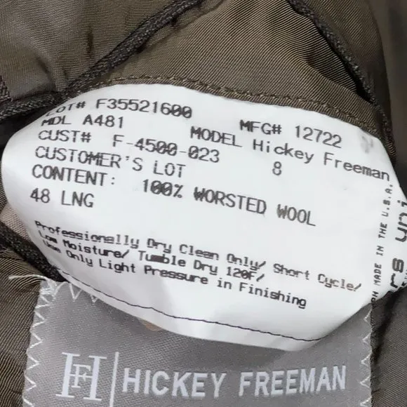 Hickey Freeman 100% Worsted Wool Brown Tonal Check Blazer Men's Size 48L