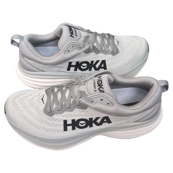 HOKA ONE Bondi 8 Sharkskin Harbor Mist Grey Run Walk Comfort Sneaker Men 11.5D