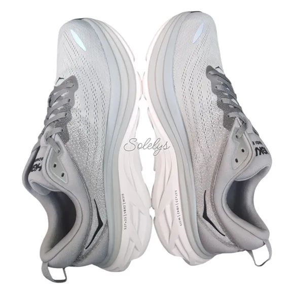 HOKA ONE Bondi 8 Sharkskin Harbor Mist Grey Run Walk Comfort Sneaker Men 11.5D