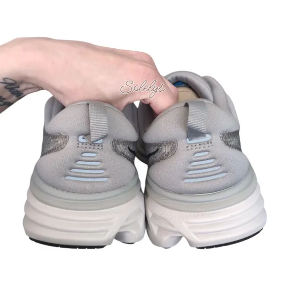 HOKA ONE Bondi 8 Sharkskin Harbor Mist Grey Run Walk Comfort Sneaker Men 11.5D