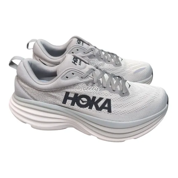 HOKA ONE Bondi 8 Sharkskin Harbor Mist Grey Run Walk Comfort Sneaker Men 11.5D