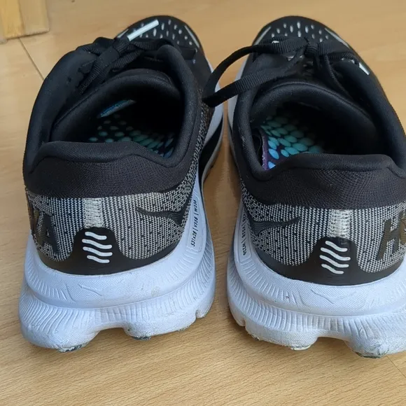 Hoka One One Kawana Black White Womens Size 9.5 Dr Scholl's Insoles