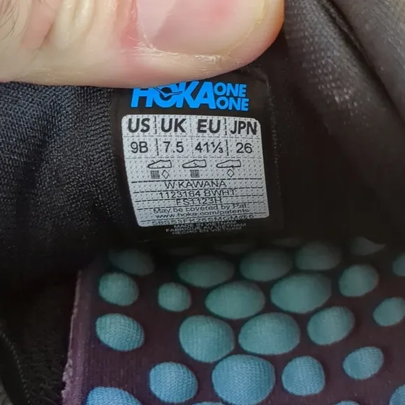 Hoka One One Kawana Black White Womens Size 9.5 Dr Scholl's Insoles