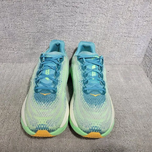 Hoka One One Mach X Mens Size 12D Ocean Mist / Lime Glow Mesh Running Sneakers