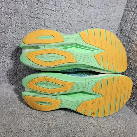 Hoka One One Mach X Mens Size 12D Ocean Mist / Lime Glow Mesh Running Sneakers