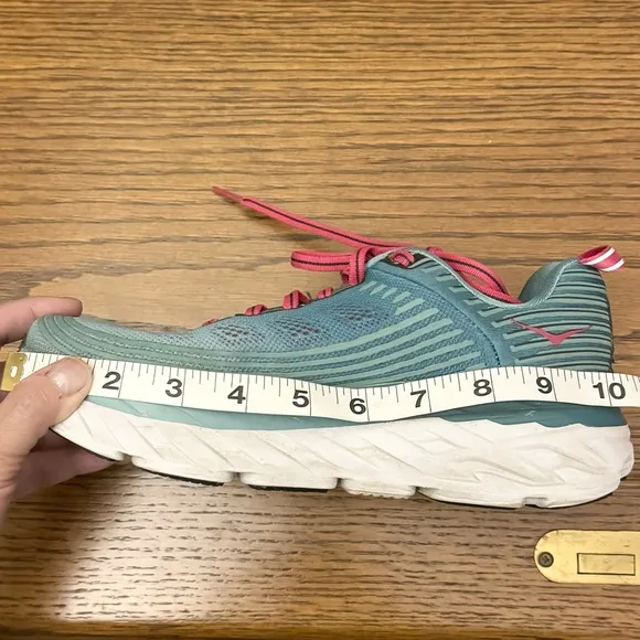 Hoka One One, Turquoise/Dark Pink, Lace Up Sneakers, Size 6.5