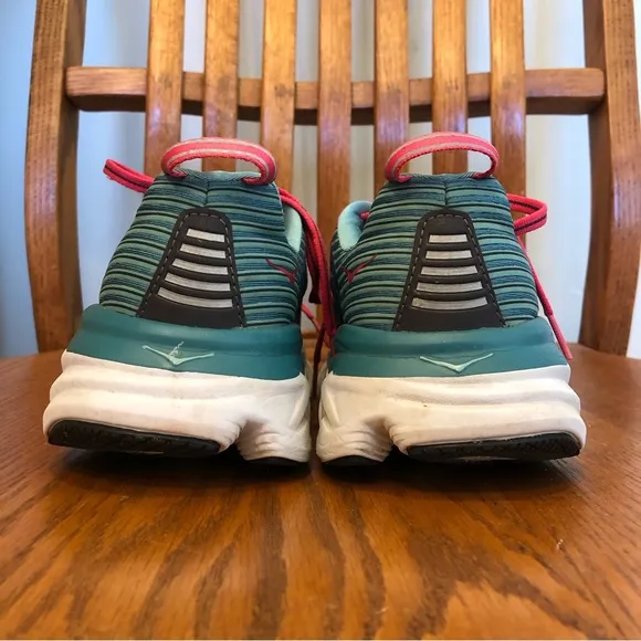 Hoka One One, Turquoise/Dark Pink, Lace Up Sneakers, Size 6.5