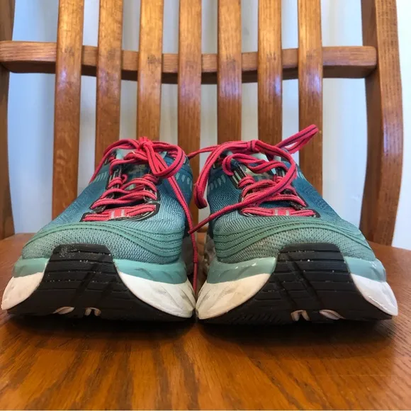 Hoka One One, Turquoise/Dark Pink, Lace Up Sneakers, Size 6.5