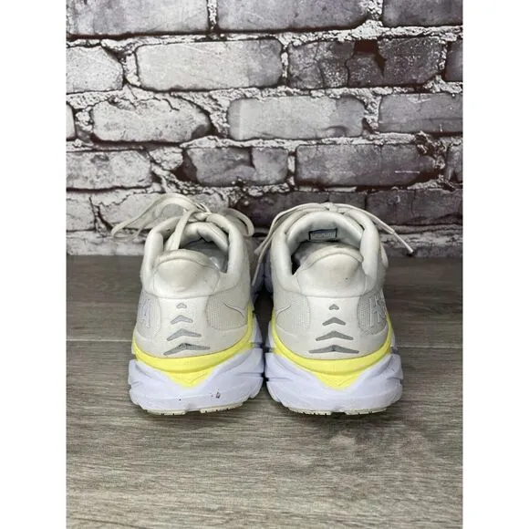 Hoka One One Clifton 8 1119394 BDBBW White Yellow Running Sneakers Sz 8B US/40EU
