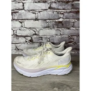 Hoka One One Clifton 8 1119394 BDBBW White Yellow Running Sneakers Sz 8B US/40EU