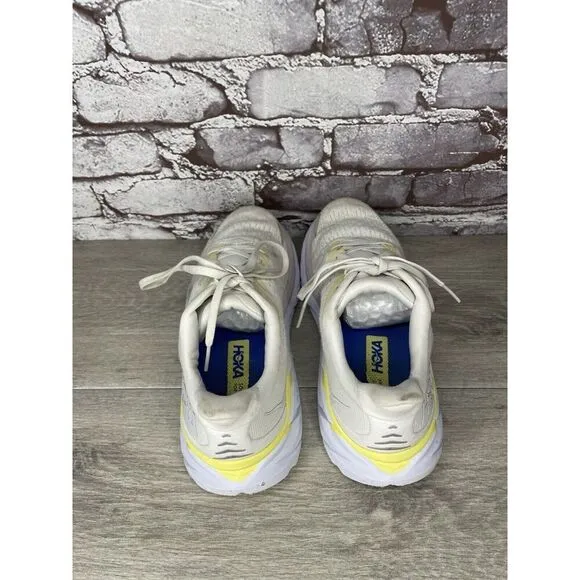 Hoka One One Clifton 8 1119394 BDBBW White Yellow Running Sneakers Sz 8B US/40EU