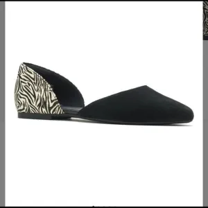 Hush Puppies  Black White Zebra Suede D'Orsay Flat  Ballet Shoes Size 7 Nwt