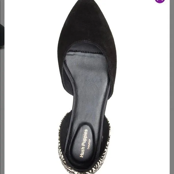 Hush Puppies  Black White Zebra Suede D'Orsay Flat  Ballet Shoes Size 7 Nwt