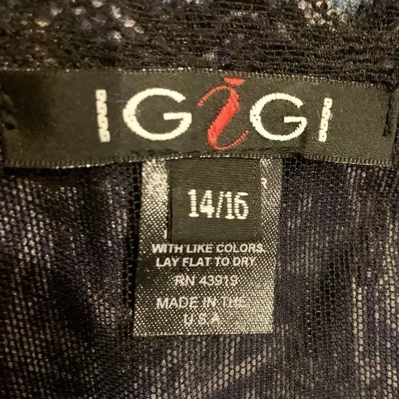 Igigi Halter Gown &amp; Shrug Size 14/16 Sheer Black on Black, Lace Trim Hi-Lo Dress