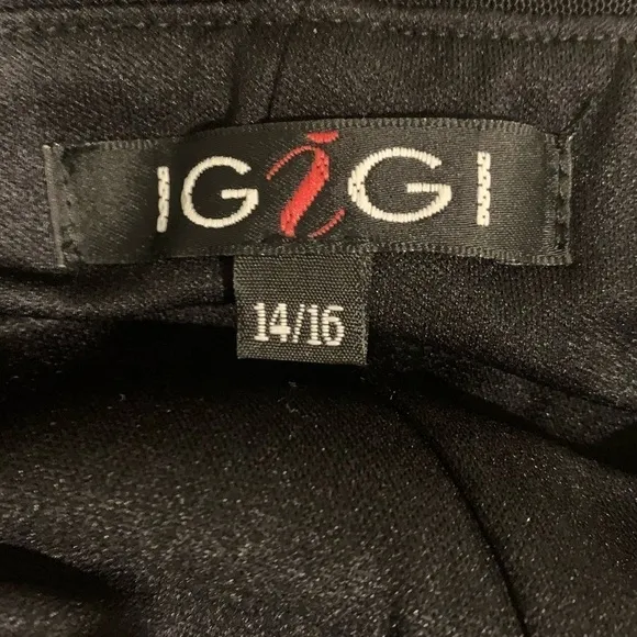 Igigi Halter Gown &amp; Shrug Size 14/16 Sheer Black on Black, Lace Trim Hi-Lo Dress