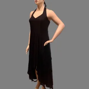 Igigi Halter Gown &amp; Shrug Size 14/16 Sheer Black on Black, Lace Trim Hi-Lo Dress