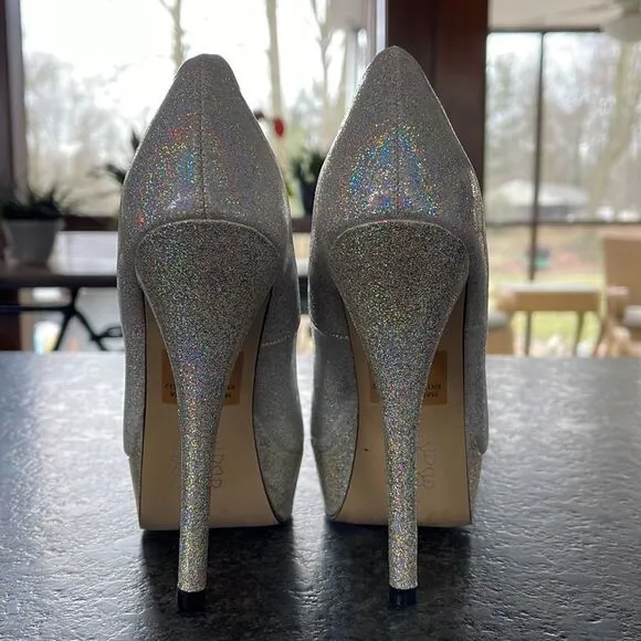 Iron Fist RuPaul Drag Race Disco Peep Toe Platforms Silver, sparkly SPECTACULAR!