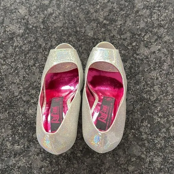 Iron Fist RuPaul Drag Race Disco Peep Toe Platforms Silver, sparkly SPECTACULAR!