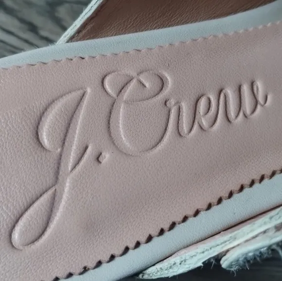 J. Crew Calf Hair Convertible Strap Leather Clog Size 8.5 White / Tan