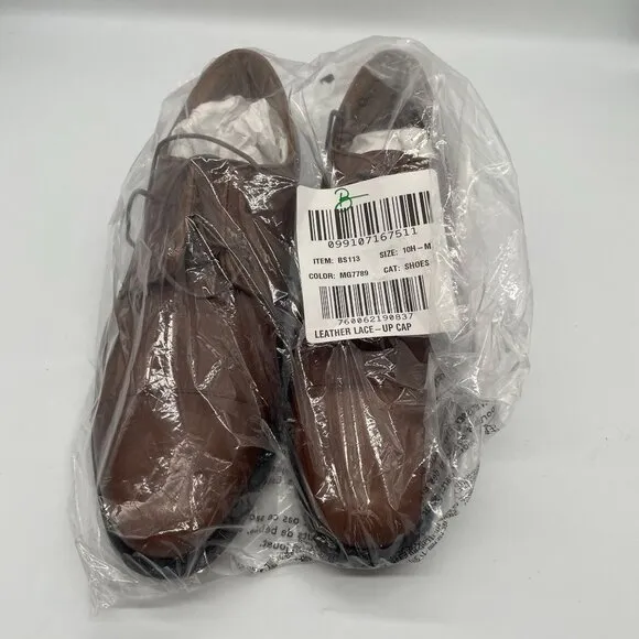 J. Crew Factory Mens Oxford Leather Cap Toe Shoes Brown Sz 10.5 Lace Up Preppy