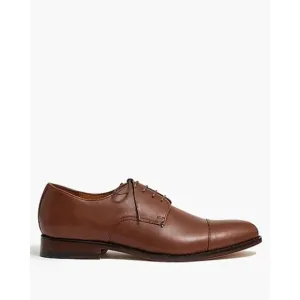 J. Crew Factory Mens Oxford Leather Cap Toe Shoes Brown Sz 10.5 Lace Up Preppy