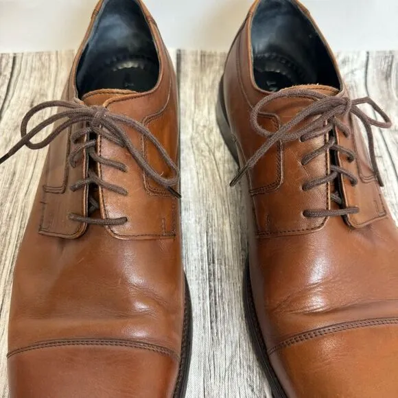 J. Murphy Men's Novick Cap Toe Lace Up Leather Oxford Shoes Cognac Brown 14 14M