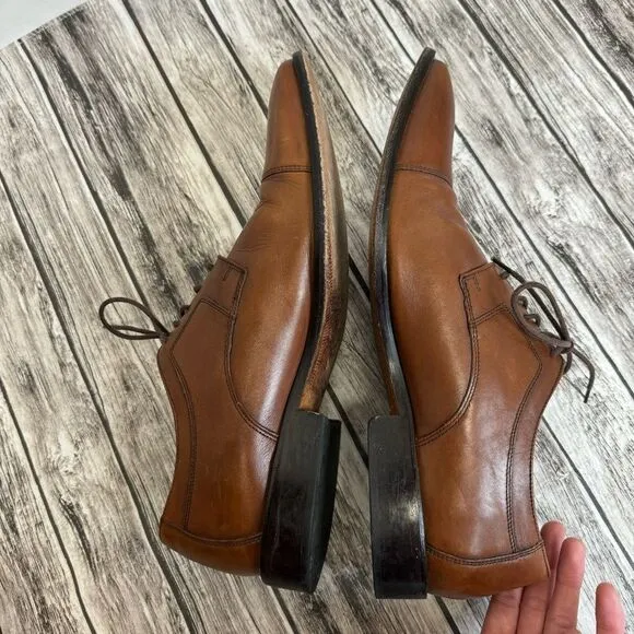 J. Murphy Men's Novick Cap Toe Lace Up Leather Oxford Shoes Cognac Brown 14 14M