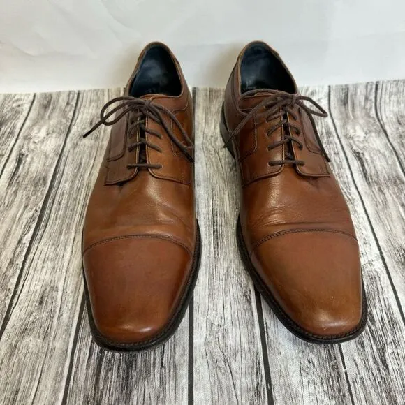 J. Murphy Men's Novick Cap Toe Lace Up Leather Oxford Shoes Cognac Brown 14 14M