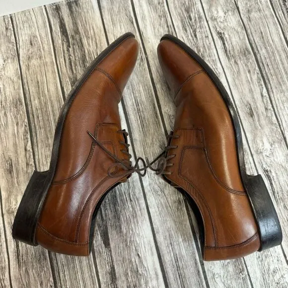 J. Murphy Men's Novick Cap Toe Lace Up Leather Oxford Shoes Cognac Brown 14 14M