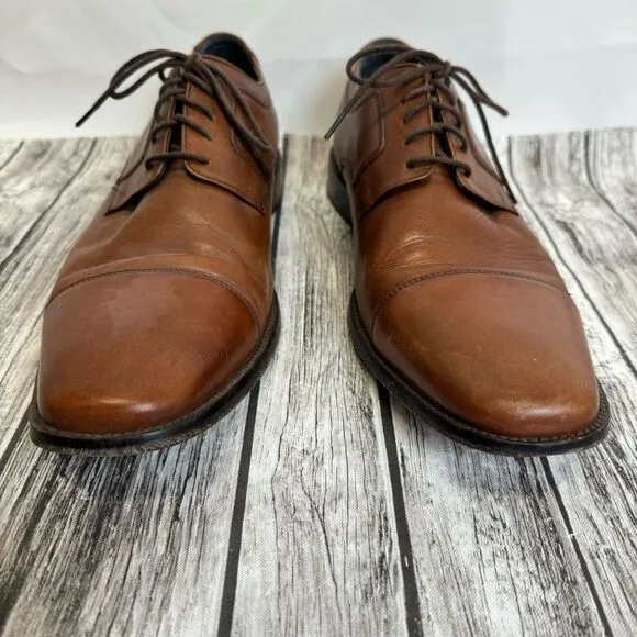J. Murphy Men's Novick Cap Toe Lace Up Leather Oxford Shoes Cognac Brown 14 14M