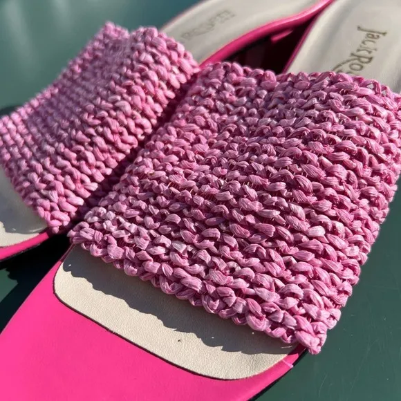 Jack Rogers USA pink heeled square toe wicker woven heels