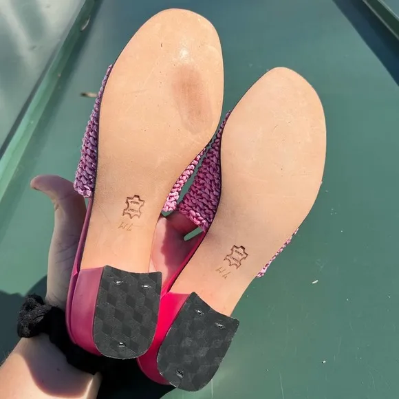 Jack Rogers USA pink heeled square toe wicker woven heels