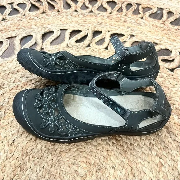 JBU Jambu Wildflower Dusty Blue Eco Leather Flat Mary Jane Shoes Womens Size 8.5
