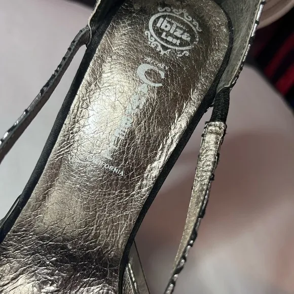 Jeffrey Campbell handmade silver ankle wrap pointy toe high heel shoes size 9.5