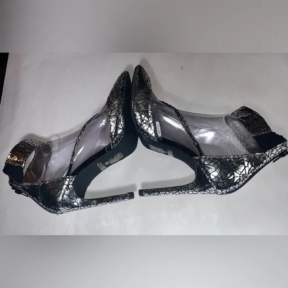 Jeffrey Campbell handmade silver ankle wrap pointy toe high heel shoes size 9.5