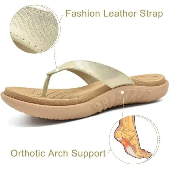 jiajiale Womens Fashion Orthotic Flip Flops Ladies Slip On Lightweight