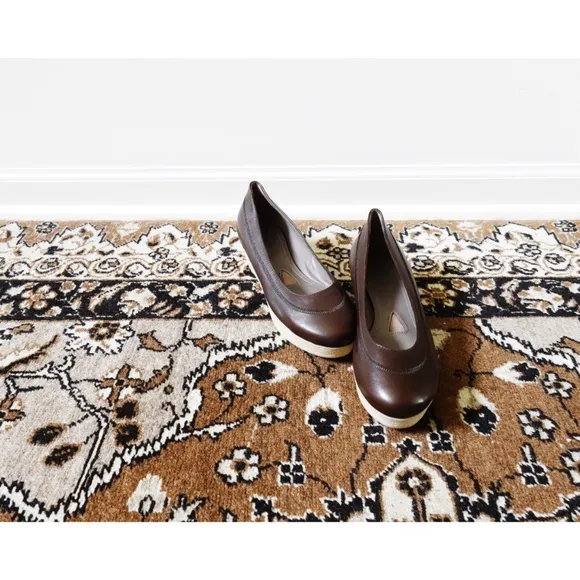 Jil Sander Dark Brown Crepe Flatforms 39.5 fit 9