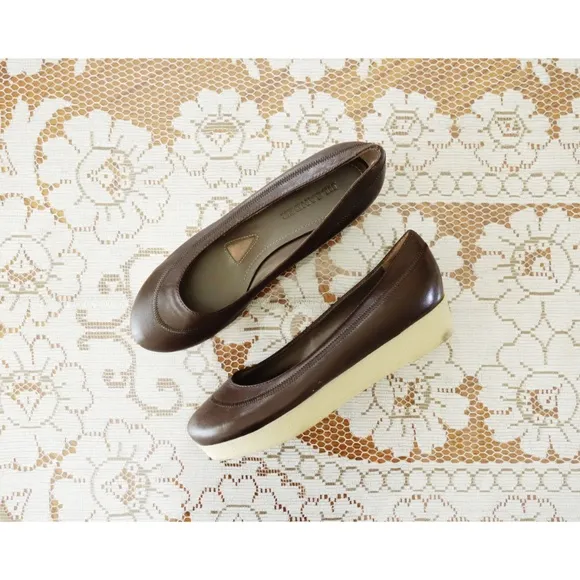 Jil Sander Dark Brown Crepe Flatforms 39.5 fit 9