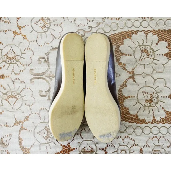 Jil Sander Dark Brown Crepe Flatforms 39.5 fit 9