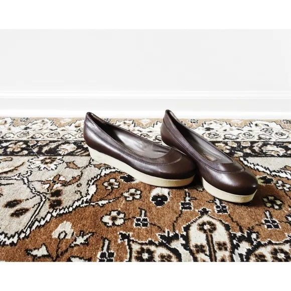 Jil Sander Dark Brown Crepe Flatforms 39.5 fit 9