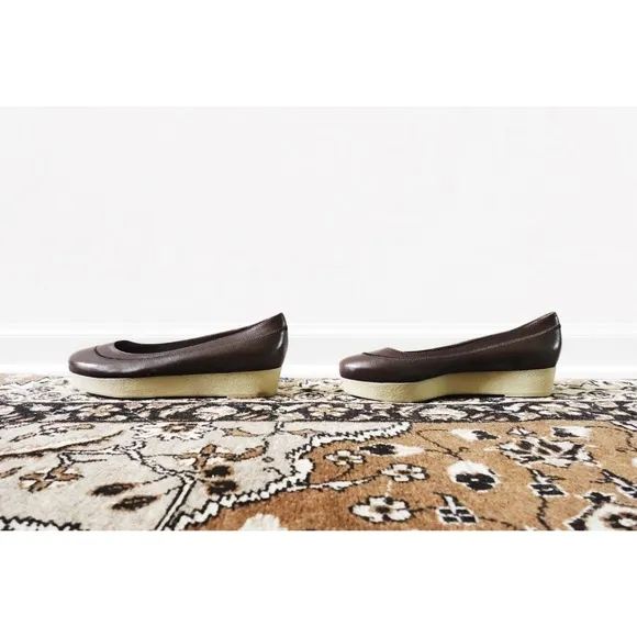 Jil Sander Dark Brown Crepe Flatforms 39.5 fit 9