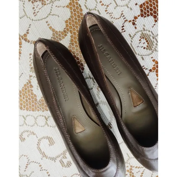 Jil Sander Dark Brown Crepe Flatforms 39.5 fit 9